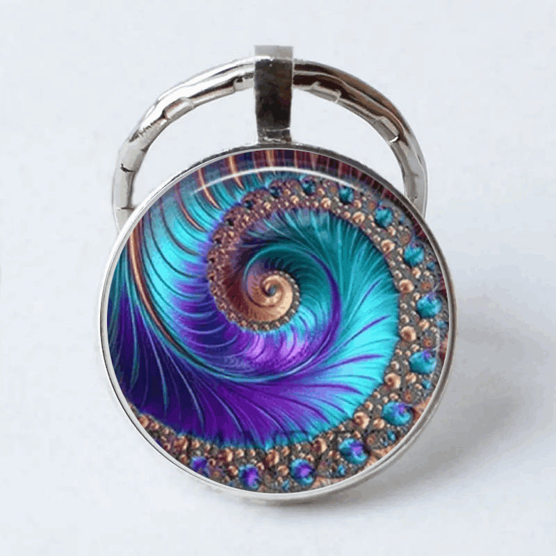 Wholesale Diamond Painting Abstract Spiral Pattern Time Gemstone Metal Keychain